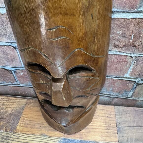 Vintage African Mask Hand Carved Wood Tribal Wall Hanging Totem Large - Picture 3 of 12